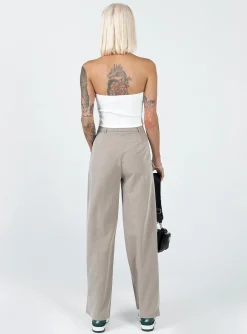 Princess Polly Archer Pants Pinstripe Beige Sale