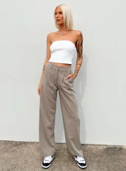 Princess Polly Archer Pants Pinstripe Beige Sale