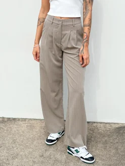 Princess Polly Archer Pants Pinstripe Beige Sale