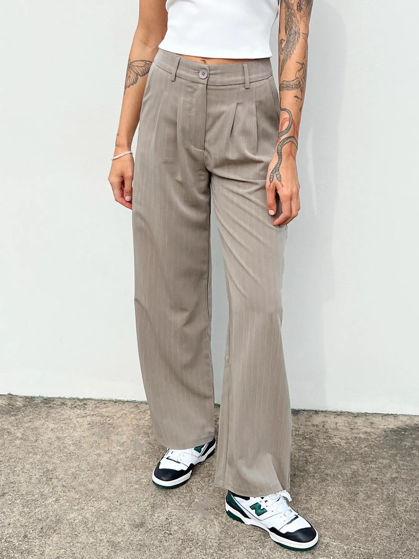 Princess Polly Archer Pants Pinstripe Beige Sale