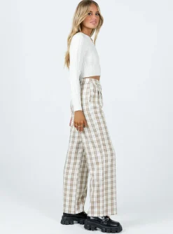 Princess Polly Archer Pants Beige Plaid Online