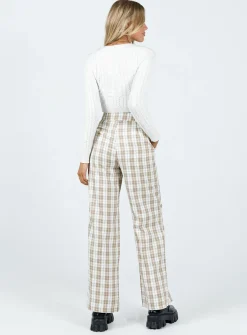Princess Polly Archer Pants Beige Plaid Online