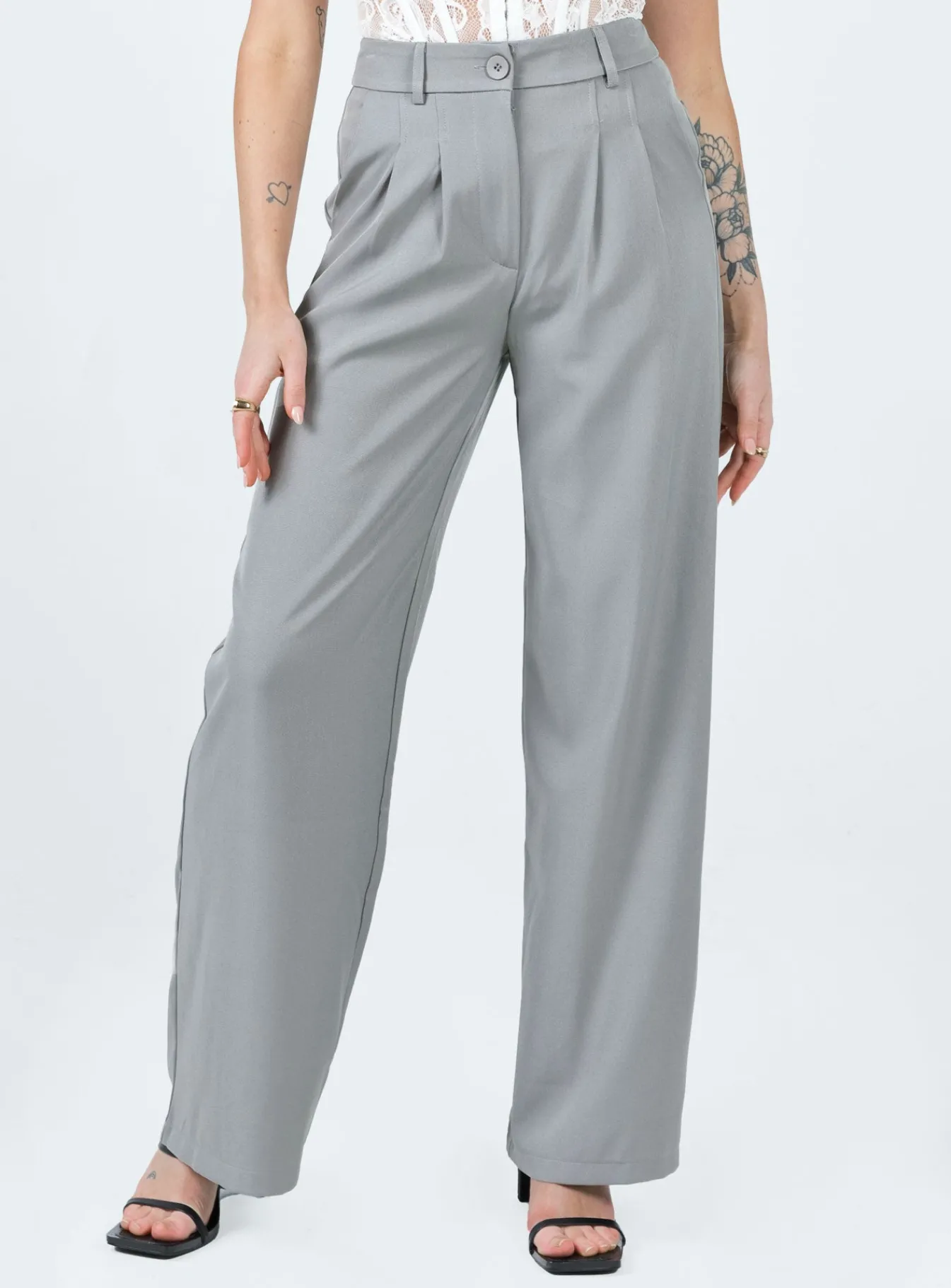 Princess Polly Archer Pants Light Grey Best