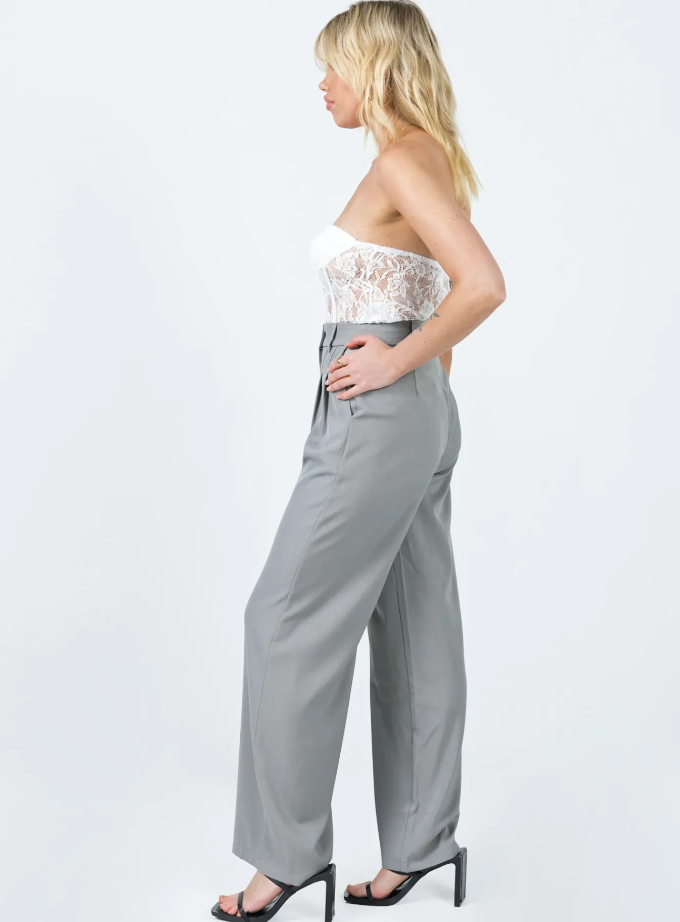 Princess Polly Archer Pants Light Grey Best