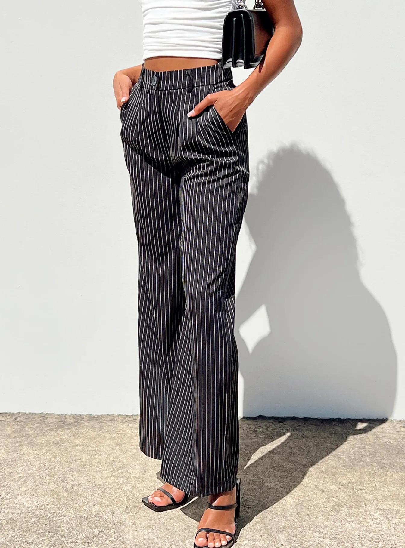 Princess Polly Archer Pants Pinstripe Black Discount