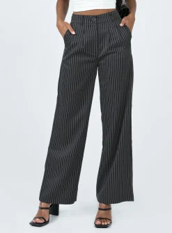 Princess Polly Archer Pants  Pinstripe Black Discount