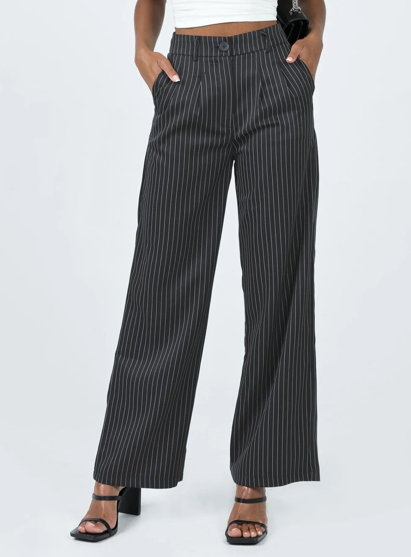 Princess Polly Archer Pants Pinstripe Black Discount