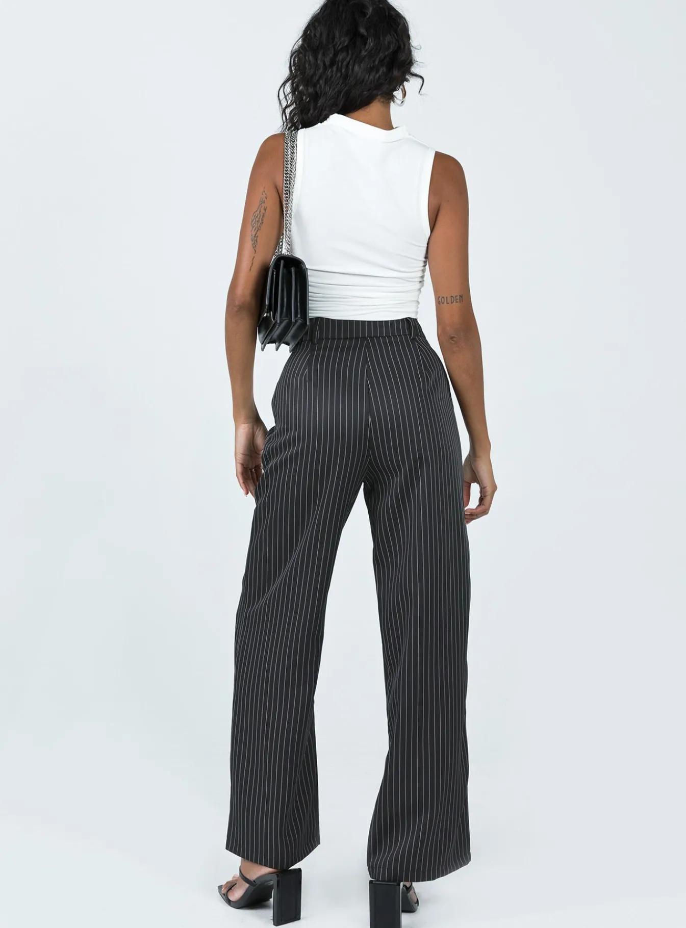 Princess Polly Archer Pants Pinstripe Black Discount