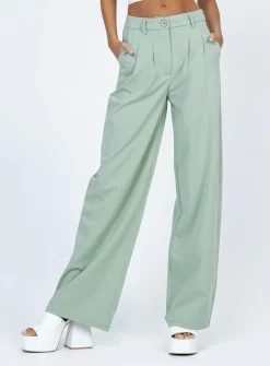 Princess Polly Archer Pants Green Clearance