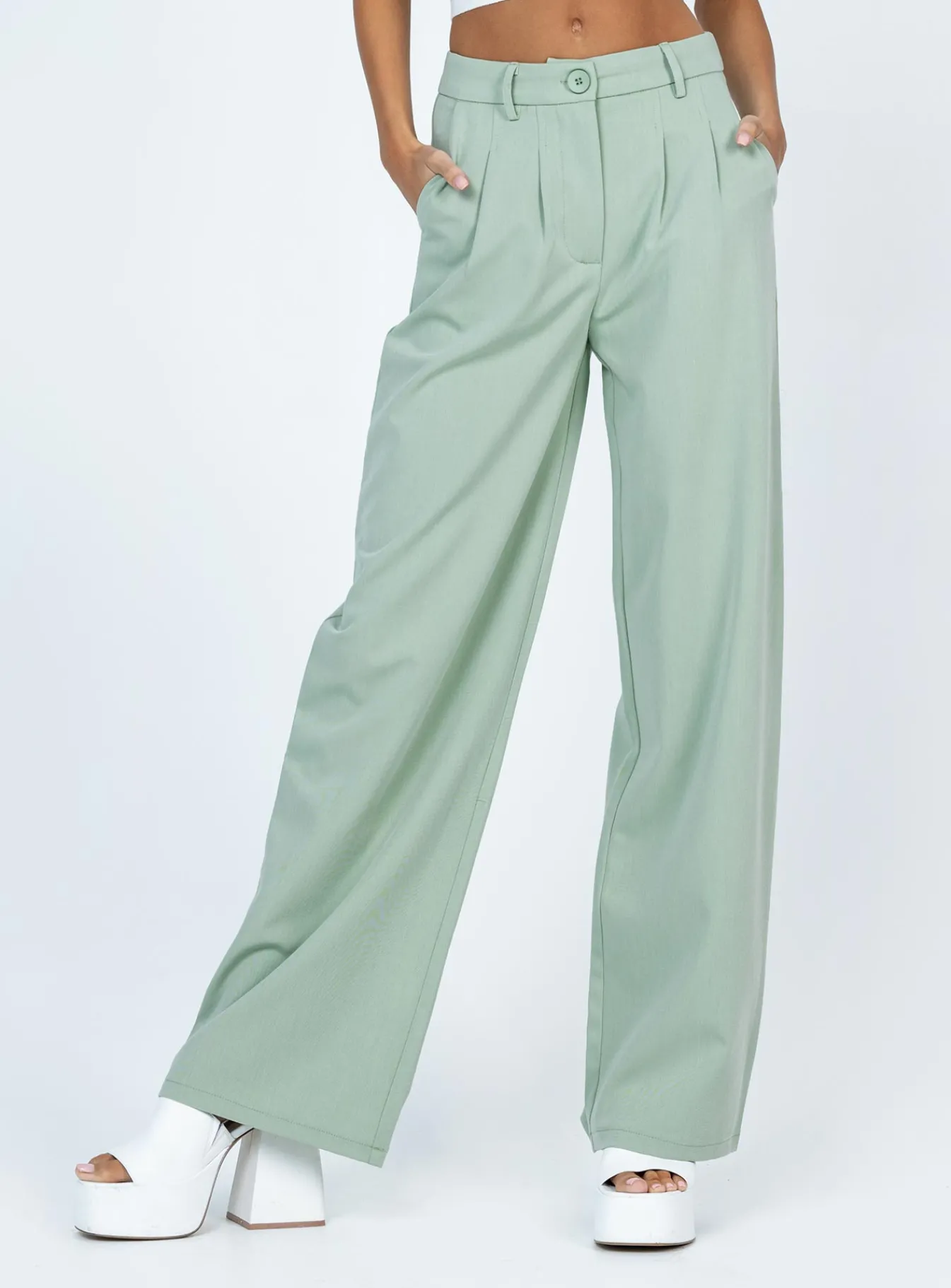 Princess Polly Archer Pants Green Clearance