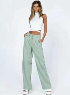Princess Polly Archer Pants Green Clearance