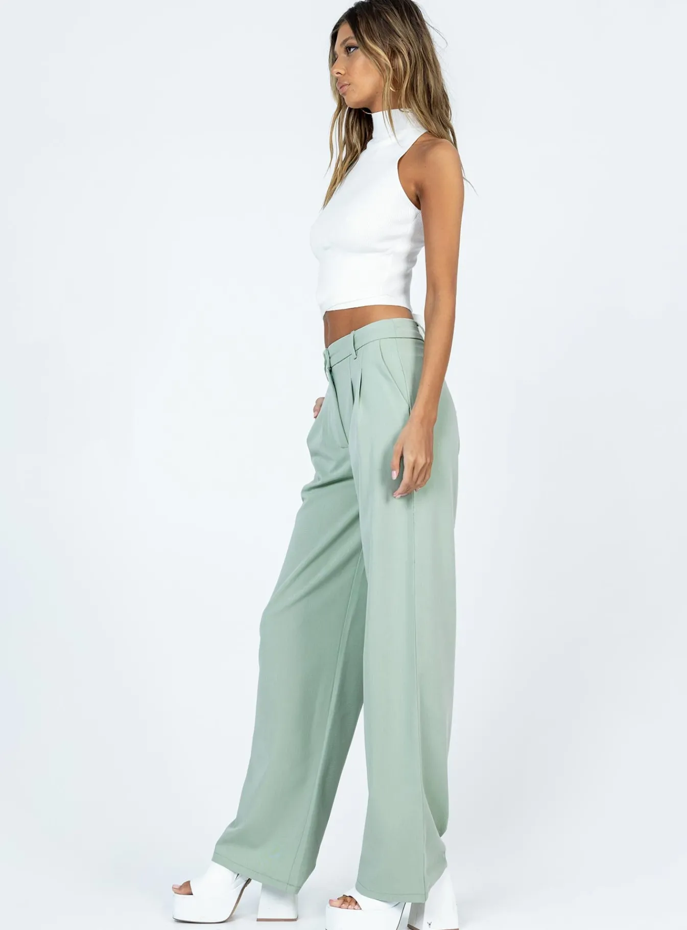 Princess Polly Archer Pants Green Clearance