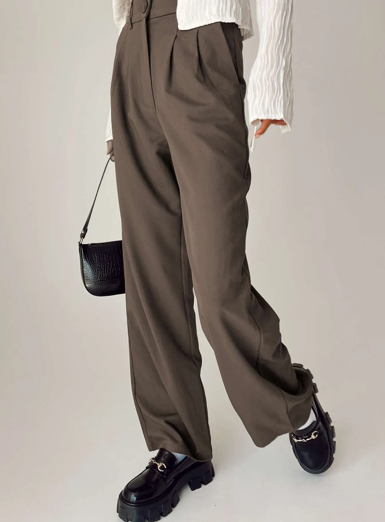 Princess Polly Archer Pants Dark Brown Sale