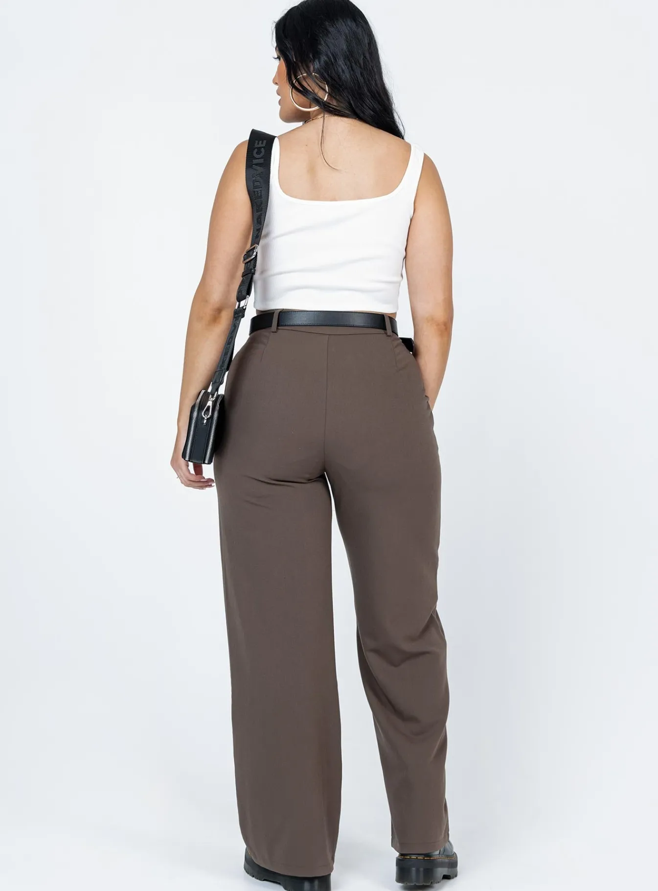 Princess Polly Archer Pants Dark Brown Sale