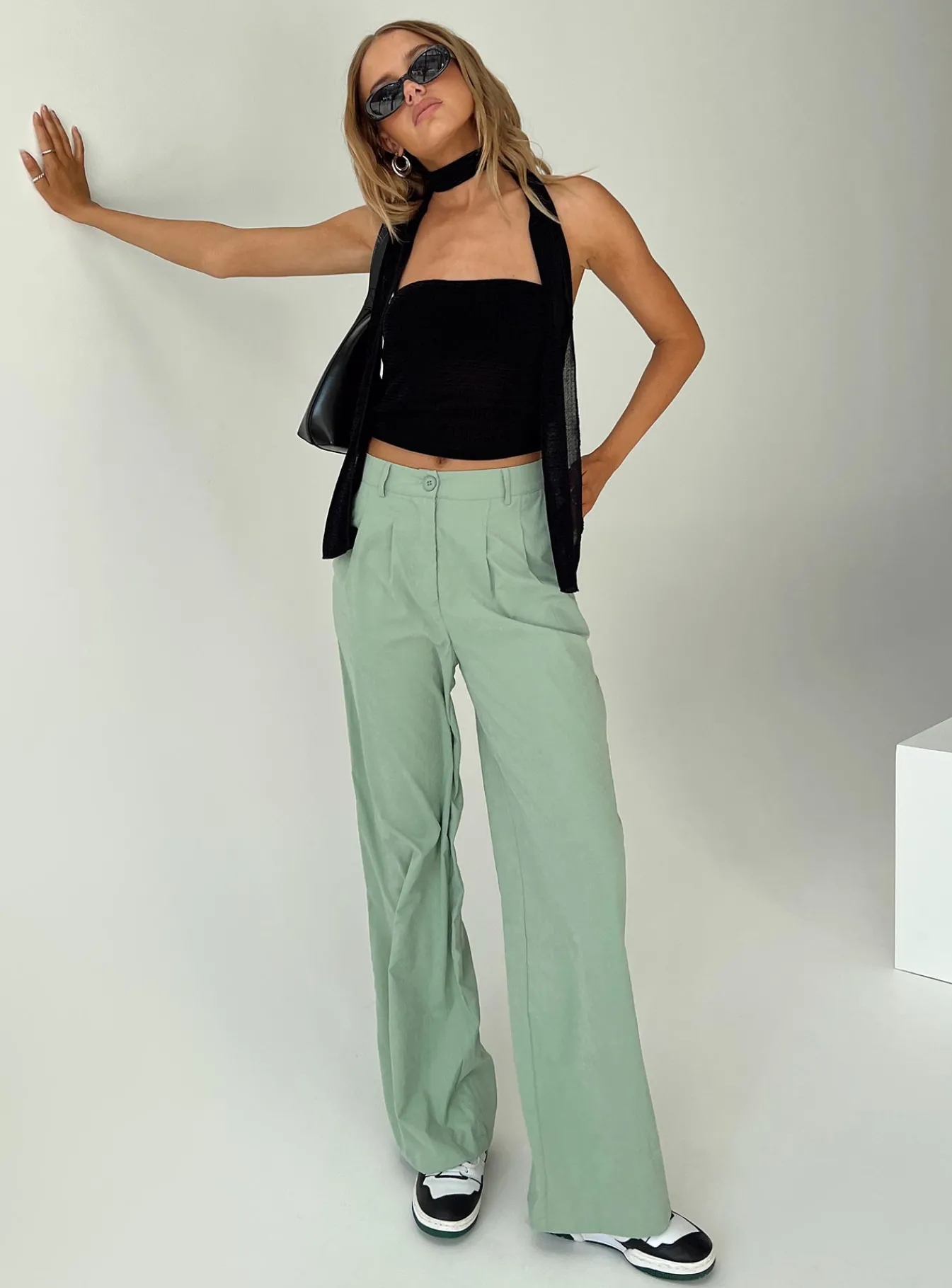 Princess Polly Archer Pants Basil Flash Sale