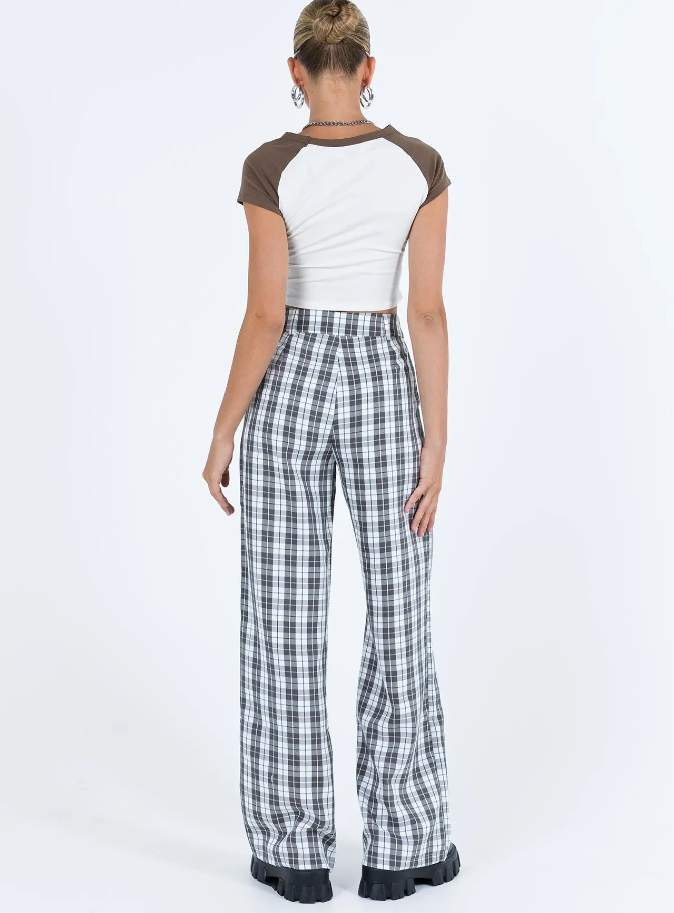 Princess Polly Archer Pants Grey Plaid Best Sale