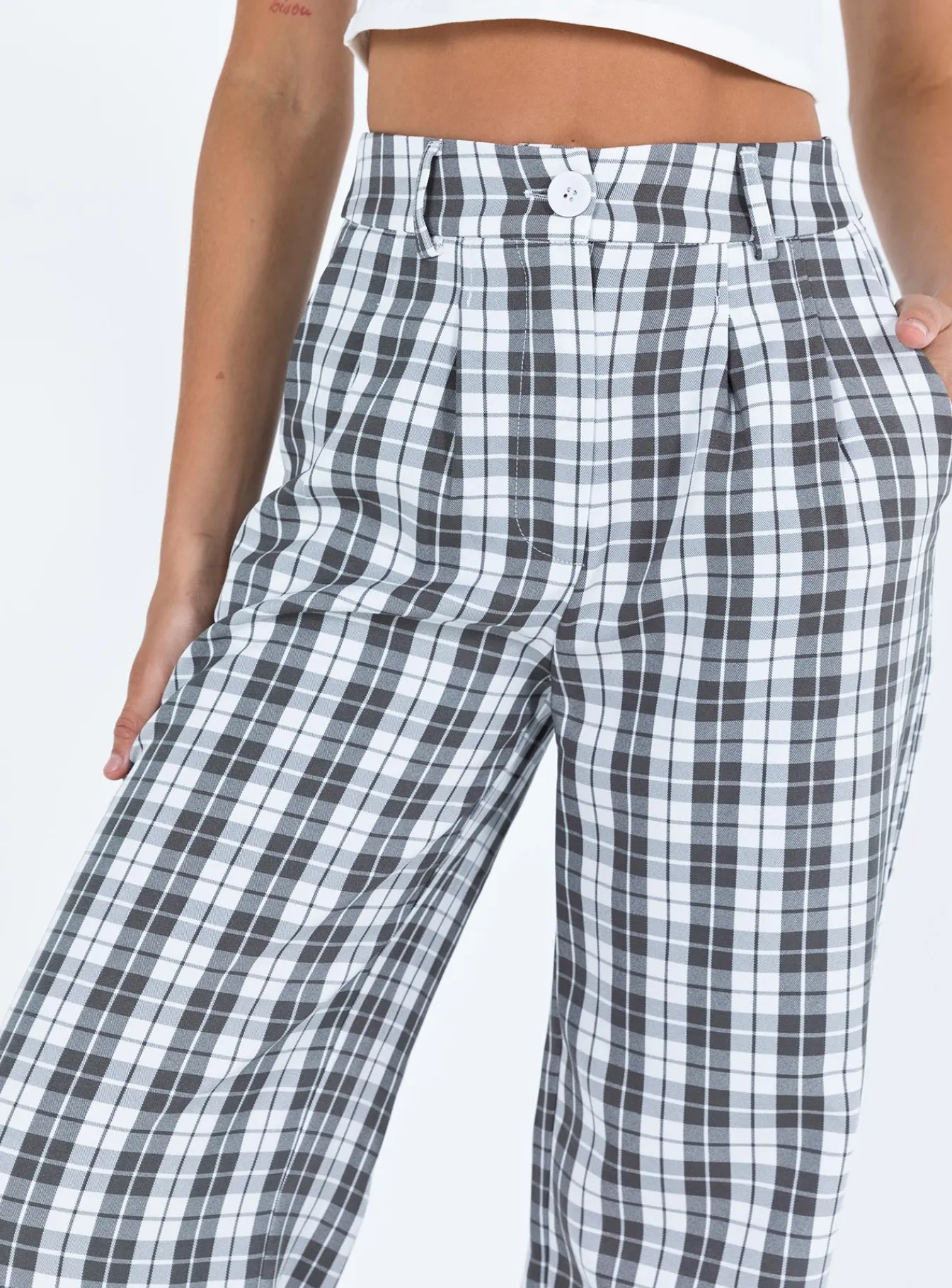 Princess Polly Archer Pants Grey Plaid Best Sale
