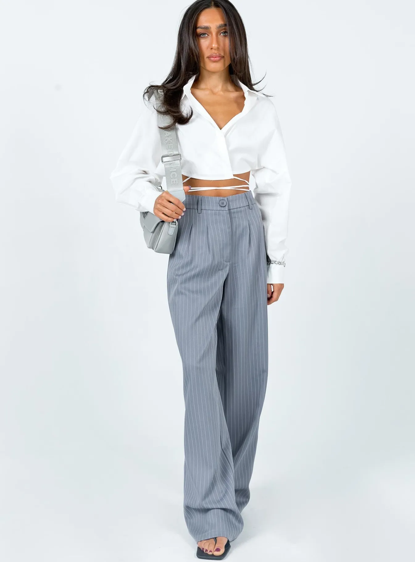 Princess Polly Archer Pantspetite Pinstripe Grey Outlet
