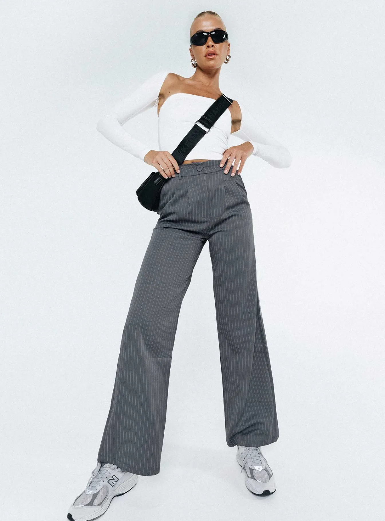 Princess Polly Archer Pantstall Pinstripe Grey Outlet