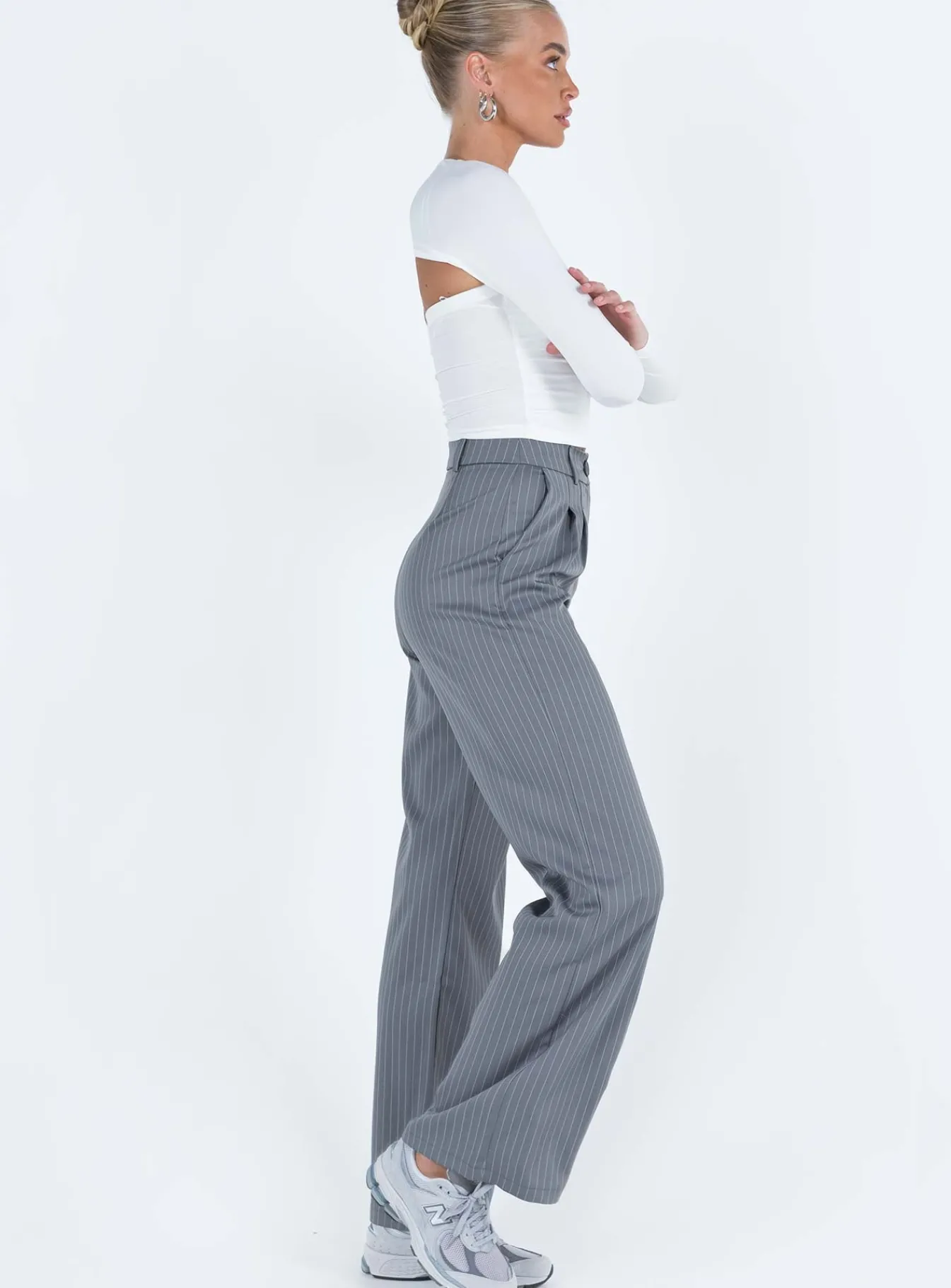Princess Polly Archer Pantstall Pinstripe Grey Outlet