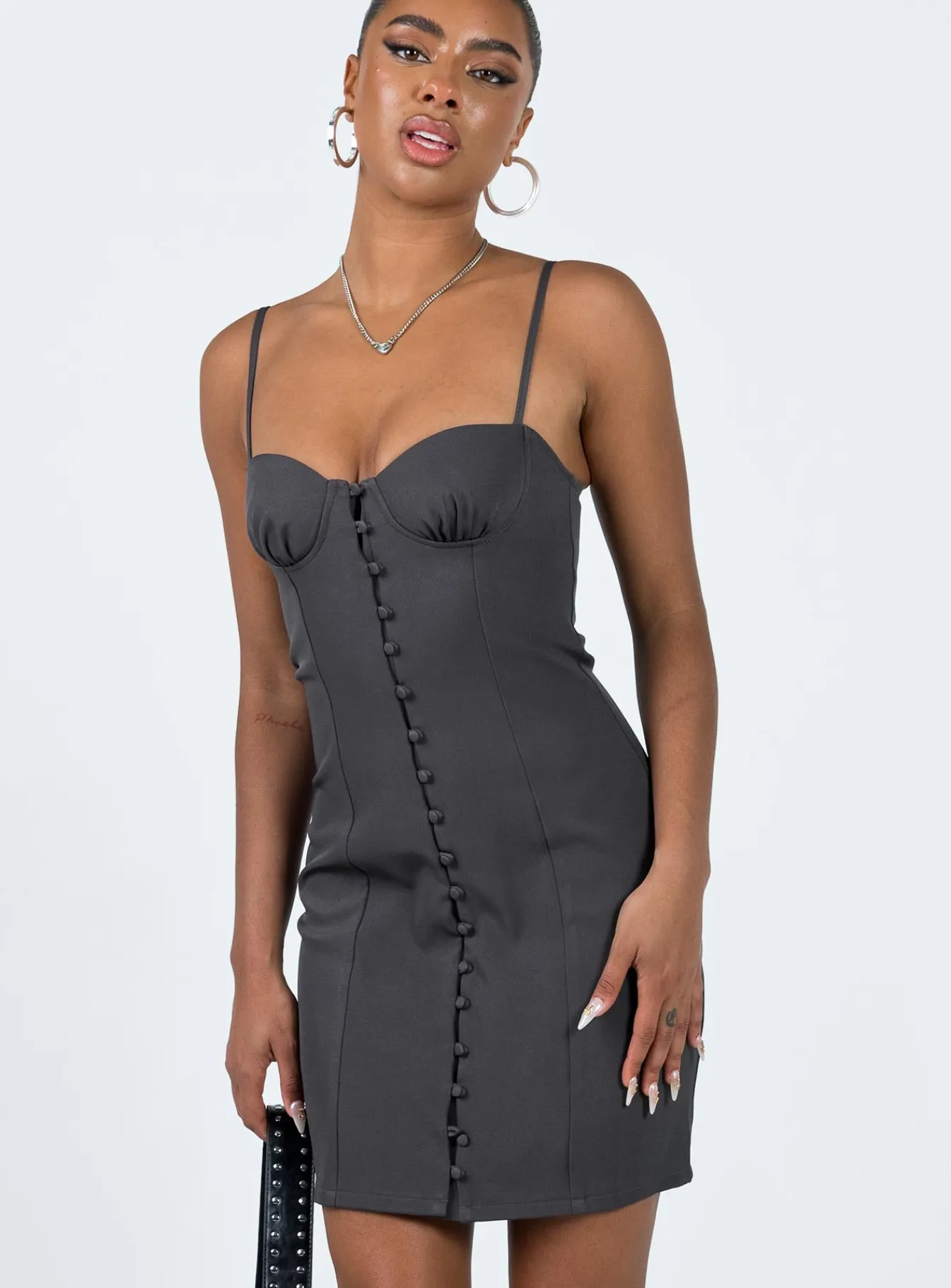Princess Polly Archette Corset Mini Dress Slate Flash Sale