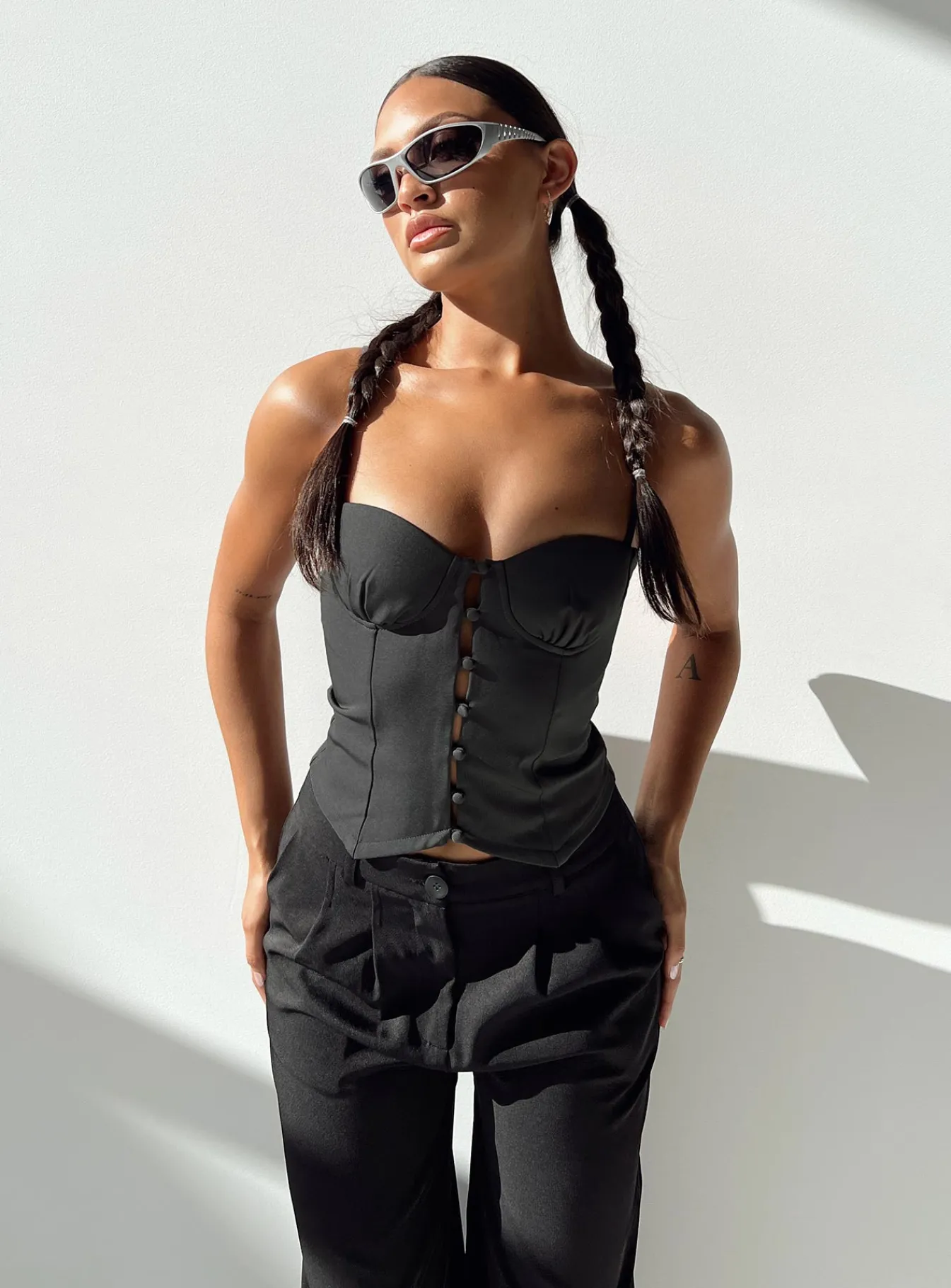 Princess Polly Archette Corset Vest Grey Shop