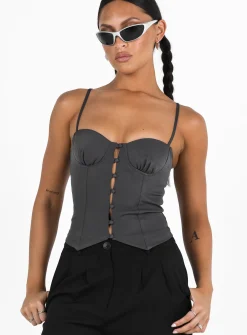 Princess Polly Archette Corset Vest  Grey Shop