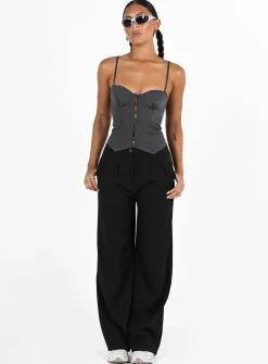 Princess Polly Archette Corset Vest Grey Shop