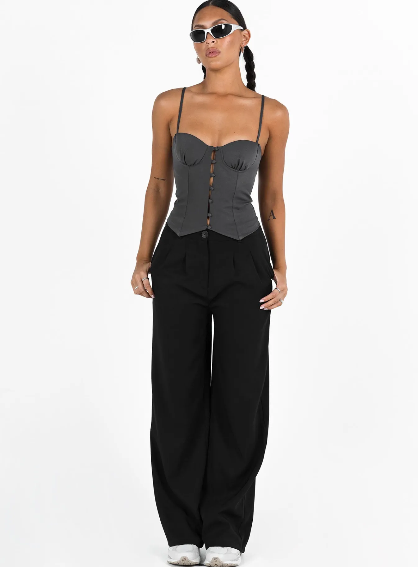 Princess Polly Archette Corset Vest Grey Shop
