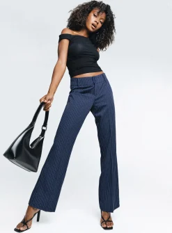 Princess Polly Archette Pant  Navy Pinstripe Flash Sale
