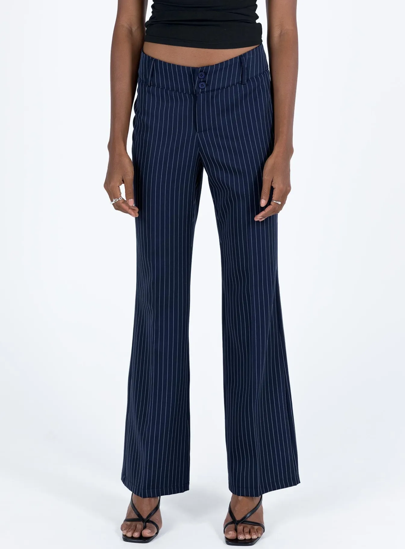 Princess Polly Archette Pant Navy Pinstripe Flash Sale