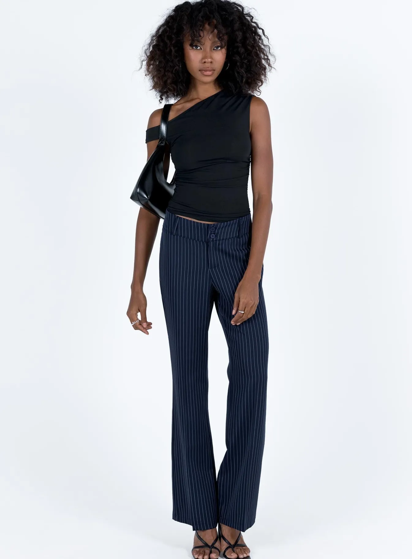 Princess Polly Archette Pant Navy Pinstripe Flash Sale
