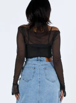 Princess Polly Archo Mesh Bodysuit  Black Outlet