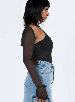 Princess Polly Archo Mesh Bodysuit  Black Outlet