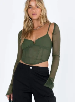 Princess Polly Archo Mesh Corset  Green Best Sale