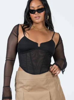 Princess Polly Archo Mesh Corset  Black New
