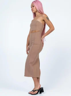 Princess Polly Archy Midi Dress  Beige Shop