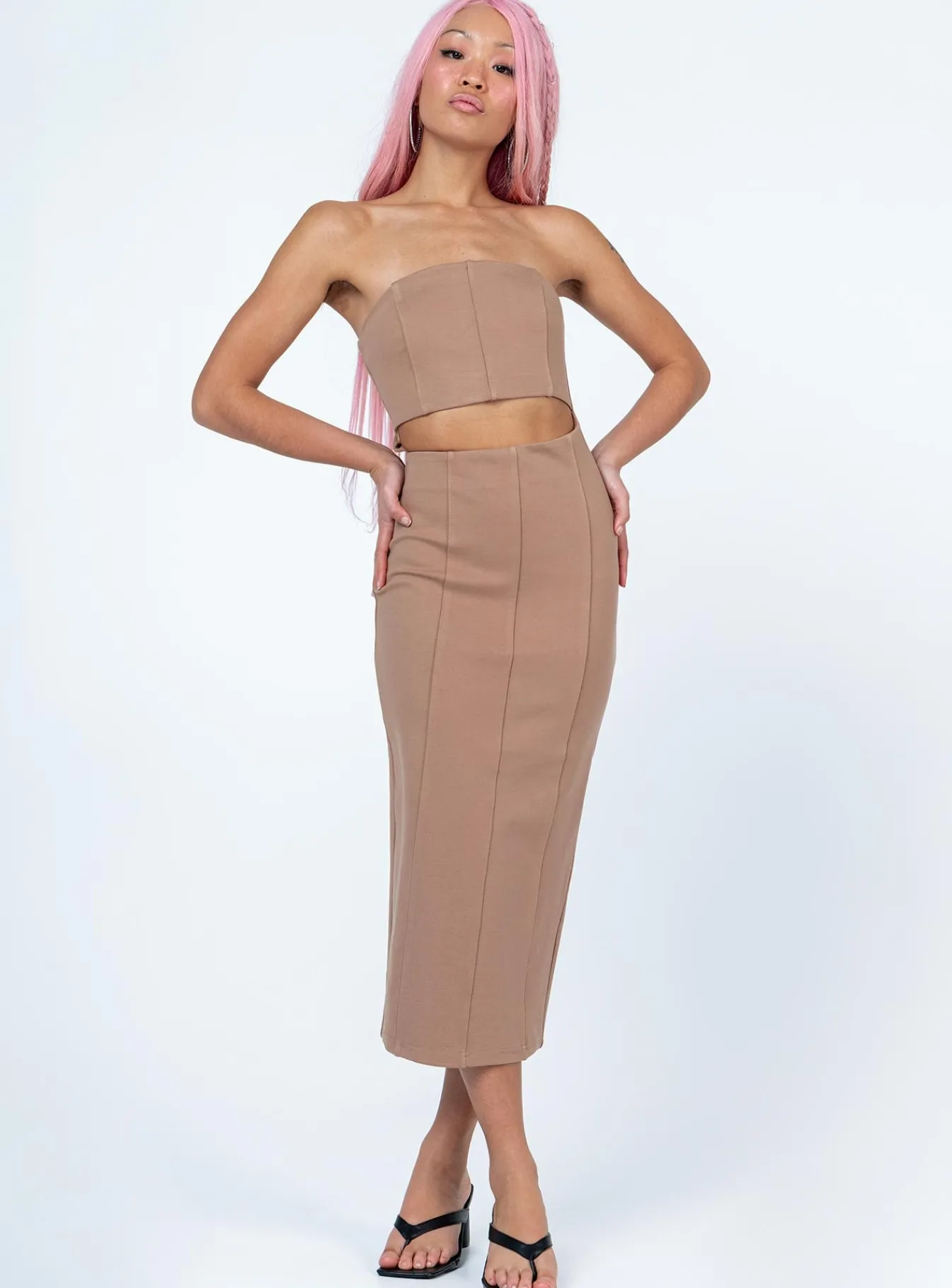 Princess Polly Archy Midi Dress Beige Shop
