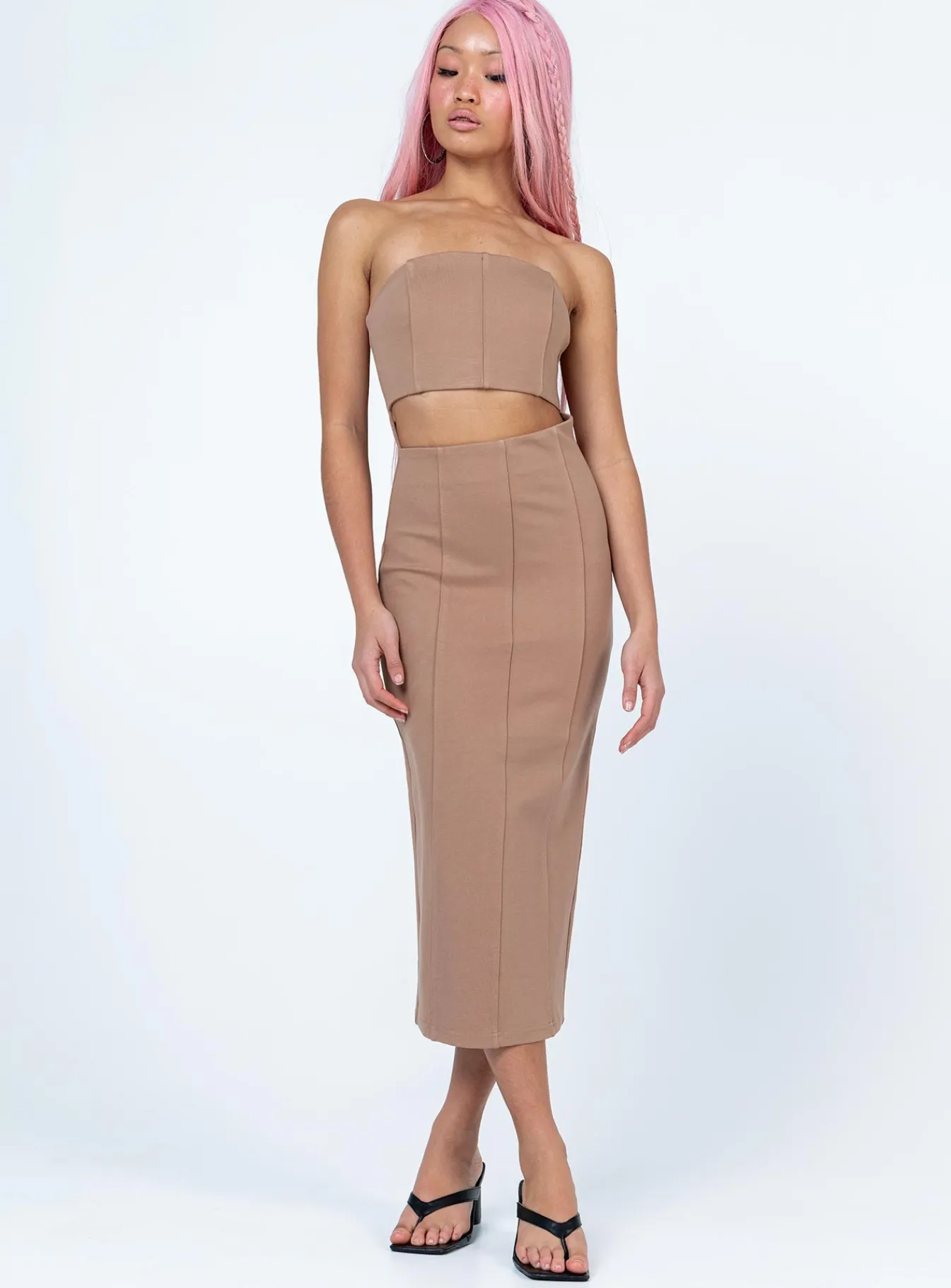 Princess Polly Archy Midi Dress Beige Shop