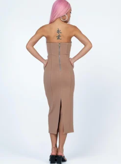 Princess Polly Archy Midi Dress Beige Shop