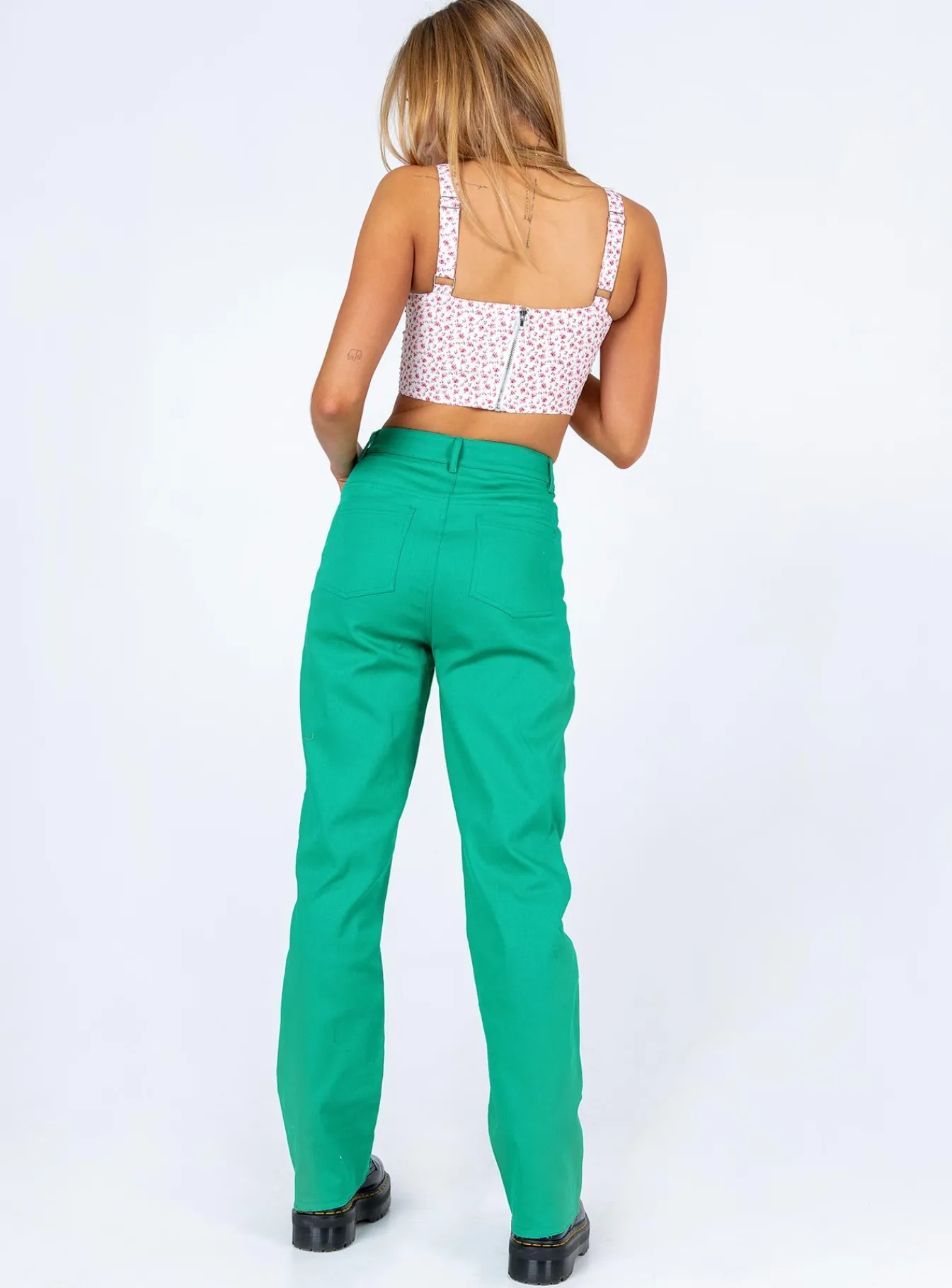 Princess Polly Arcos Denim Jeans Green Outlet