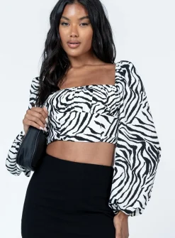 Princess Polly Ariah Long Sleeve Top  Zebra Discount