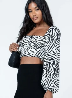 Princess Polly Ariah Long Sleeve Top Zebra Discount