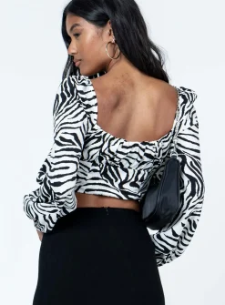 Princess Polly Ariah Long Sleeve Top Zebra Discount