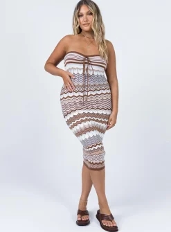 Princess Polly Ariella Midi Dress  Brown Outlet