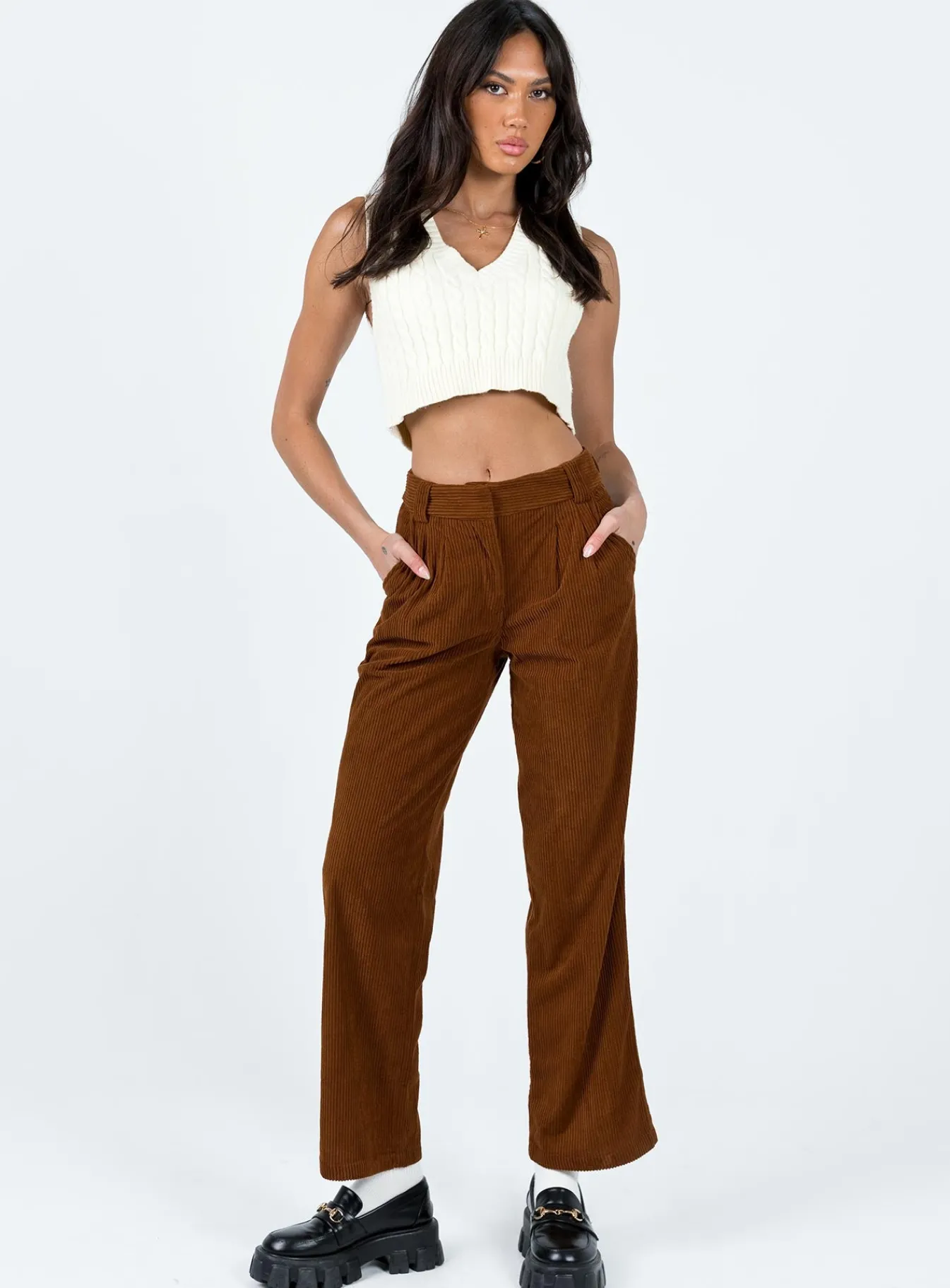 Princess Polly Arizona Cord Pants Brown Cheap