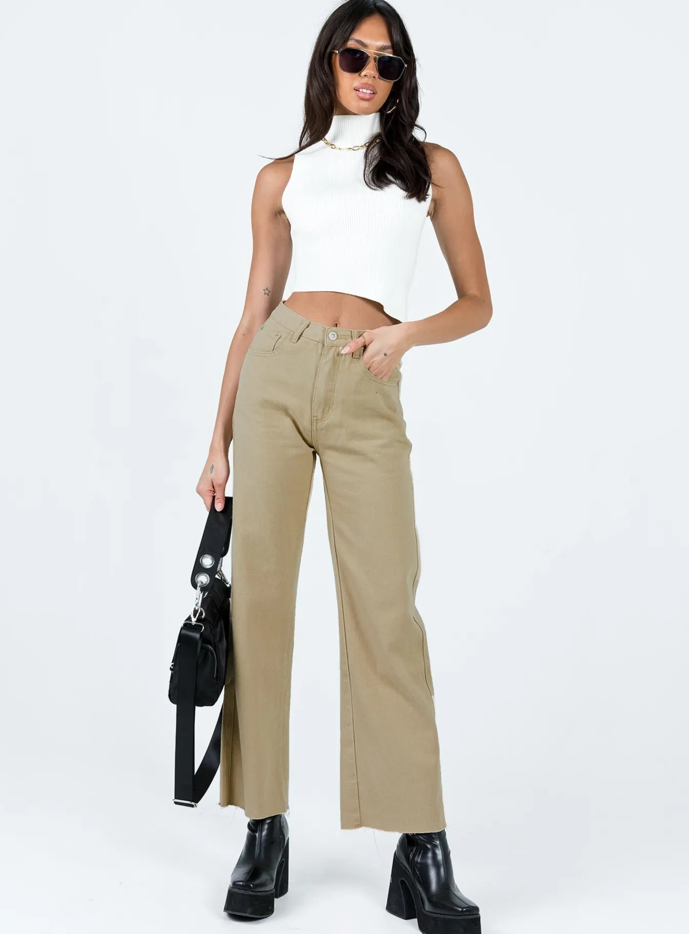 Princess Polly Arlington Straight Leg Denim Jeans Stone Discount