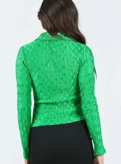 Princess Polly Arminger Long Sleeve Top Apple Green Flash Sale