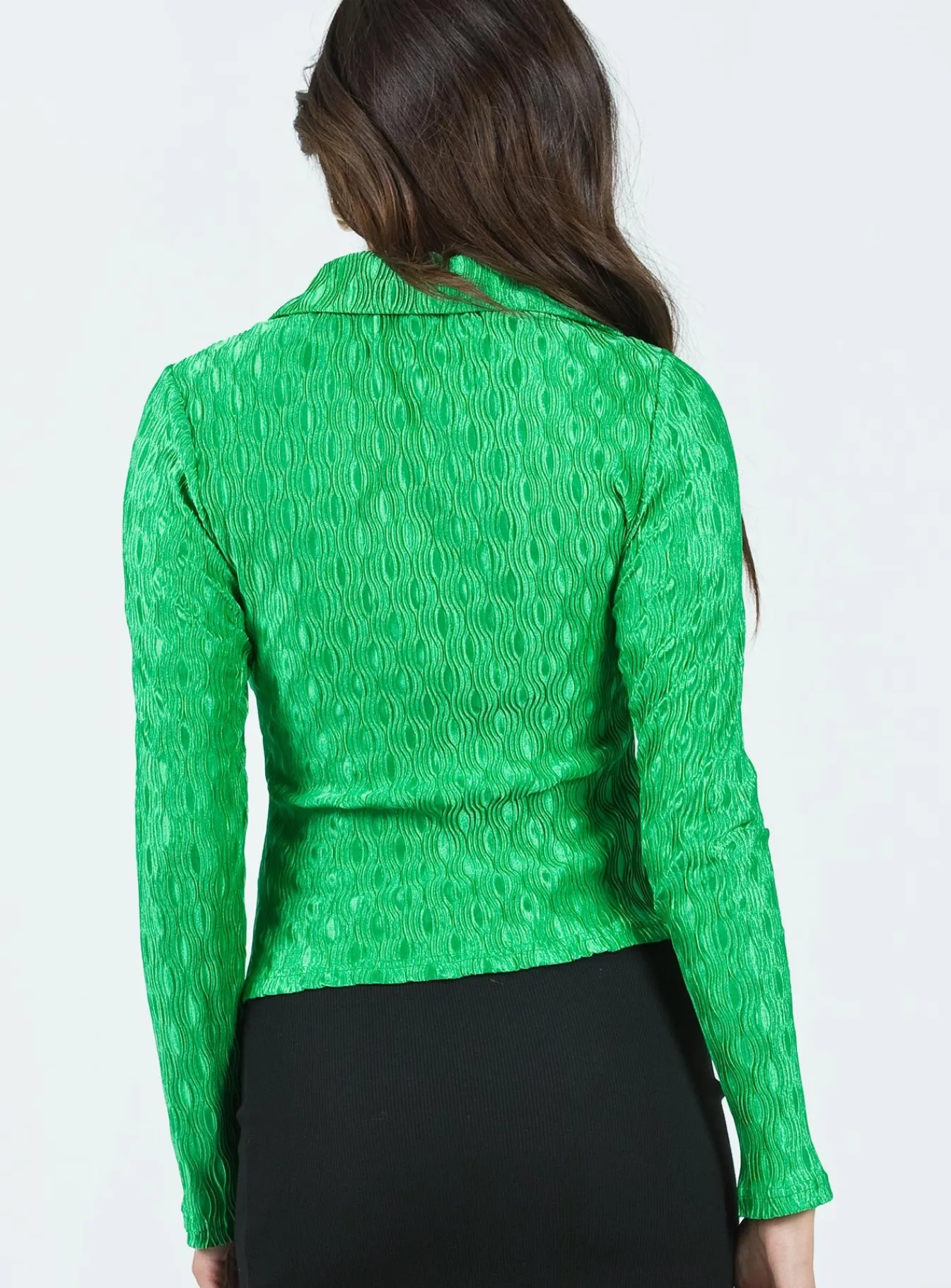 Princess Polly Arminger Long Sleeve Top Apple Green Flash Sale
