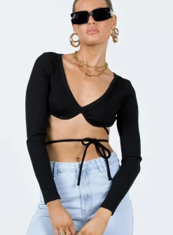 Princess Polly Armitage Long Sleeve Top  Black Discount